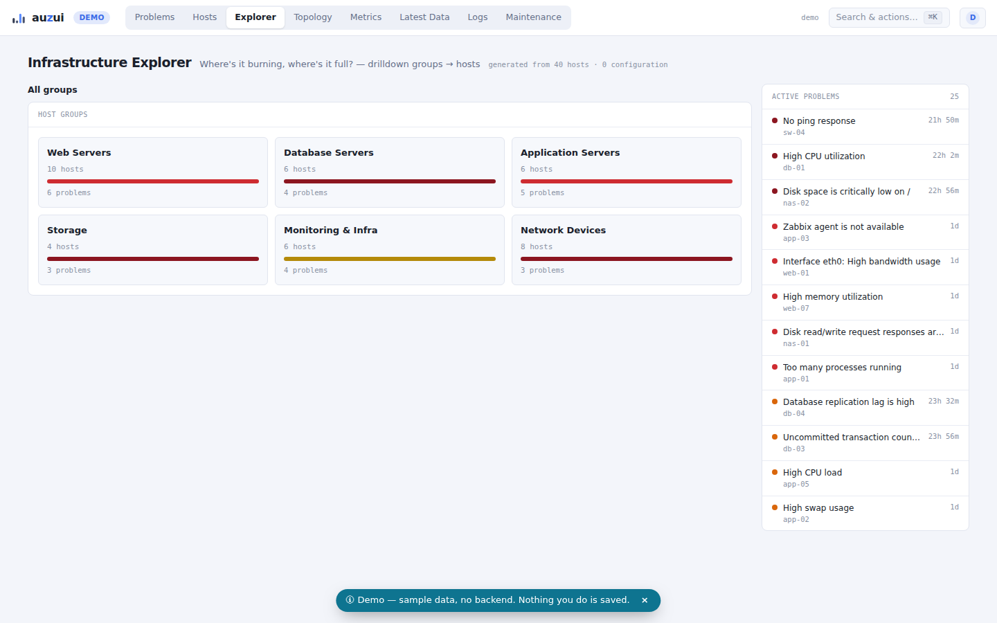 Infrastructure Explorer heatmap