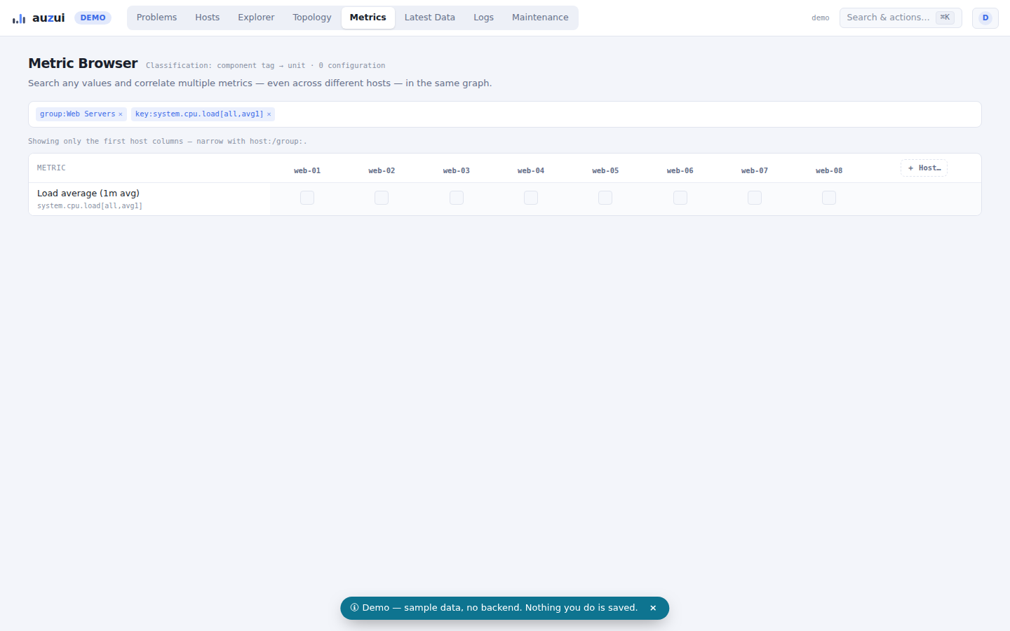 Metric Browser small multiples