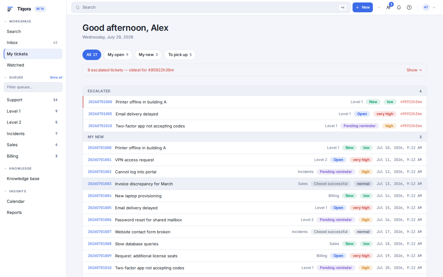 Tiqora agent dashboard